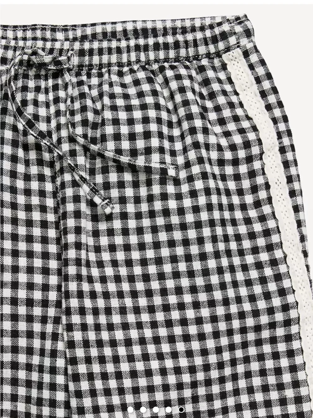 Girl’s Wide-Leg Gingham Drawstring Pants - Black/White